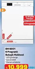 SEG BM 6001 6 PROGRAMLI BULAŞIK MAKİNESİ